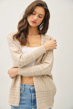 Be Cool Lightweight Crochet Knit Open Cardigan