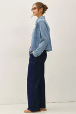 Be Cool Knit Denim Cropped Shacket