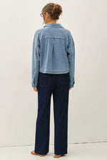 Be Cool Knit Denim Cropped Shacket