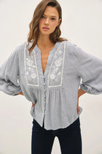 Be Cool Embroidery Peasant Blouse