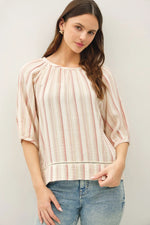 Be Cool Striped Double Gauze Top