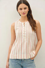 Be Cool Striped Gauze Tank Top