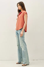 Be Cool Capped Sleeve Button Up Shirt