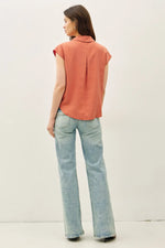 Be Cool Capped Sleeve Button Up Shirt