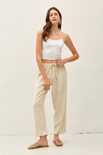 Be Cool Crochet Lace Trim Linen Pants