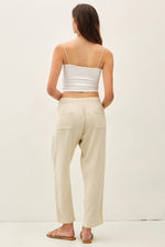 Be Cool Crochet Lace Trim Linen Pants