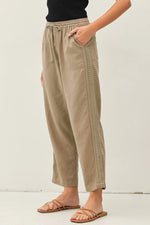 Be Cool Crochet Lace Trim Linen Pants