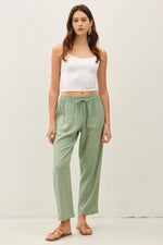 Be Cool Crochet Lace Trim Linen Pants