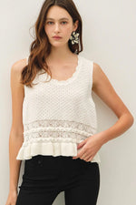 Be Cool Ruffled Crochet Knit Top