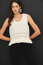 Be Cool Ruffled Crochet Knit Top