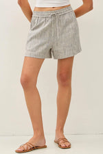 Be Cool Linen Blend Striped Shorts