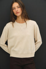 Be Cool  V-Notch Stitch Crew Neck Sweater
