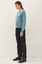Be Cool  V-Notch Stitch Crew Neck Sweater