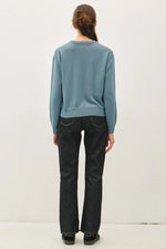 Be Cool  V-Notch Stitch Crew Neck Sweater