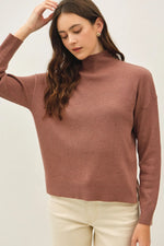 Be Cool Mock Neck Ribbed Sweater