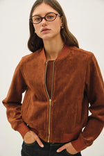 Be Cool Faux Suede Bomber Jacket