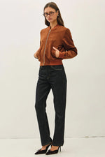 Be Cool Faux Suede Bomber Jacket
