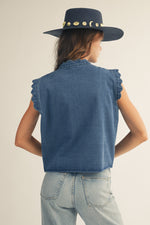 Lov Lov Ruffle Edge Denim Vest