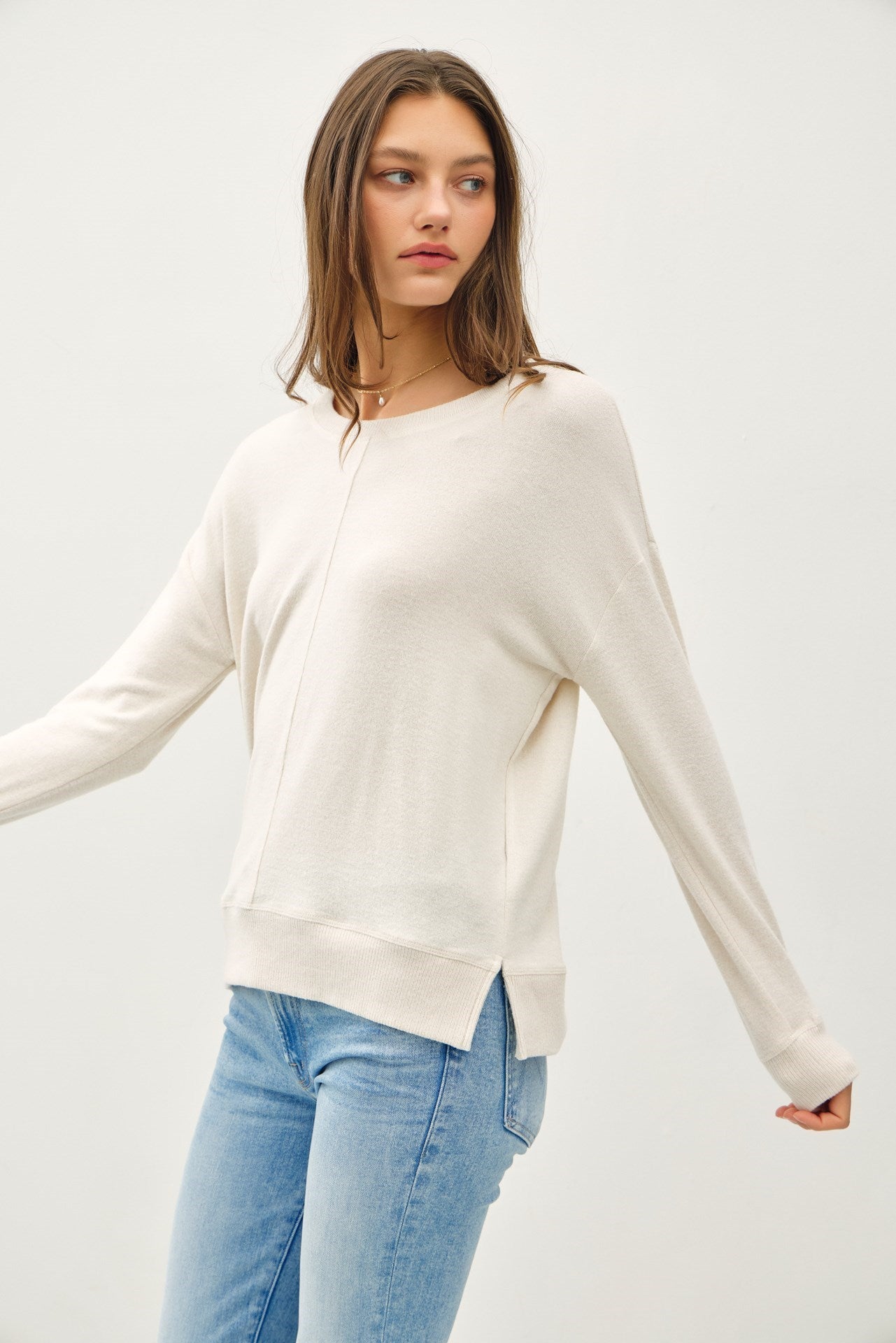 Be Cool Hacci Brused Pullover Knit Top