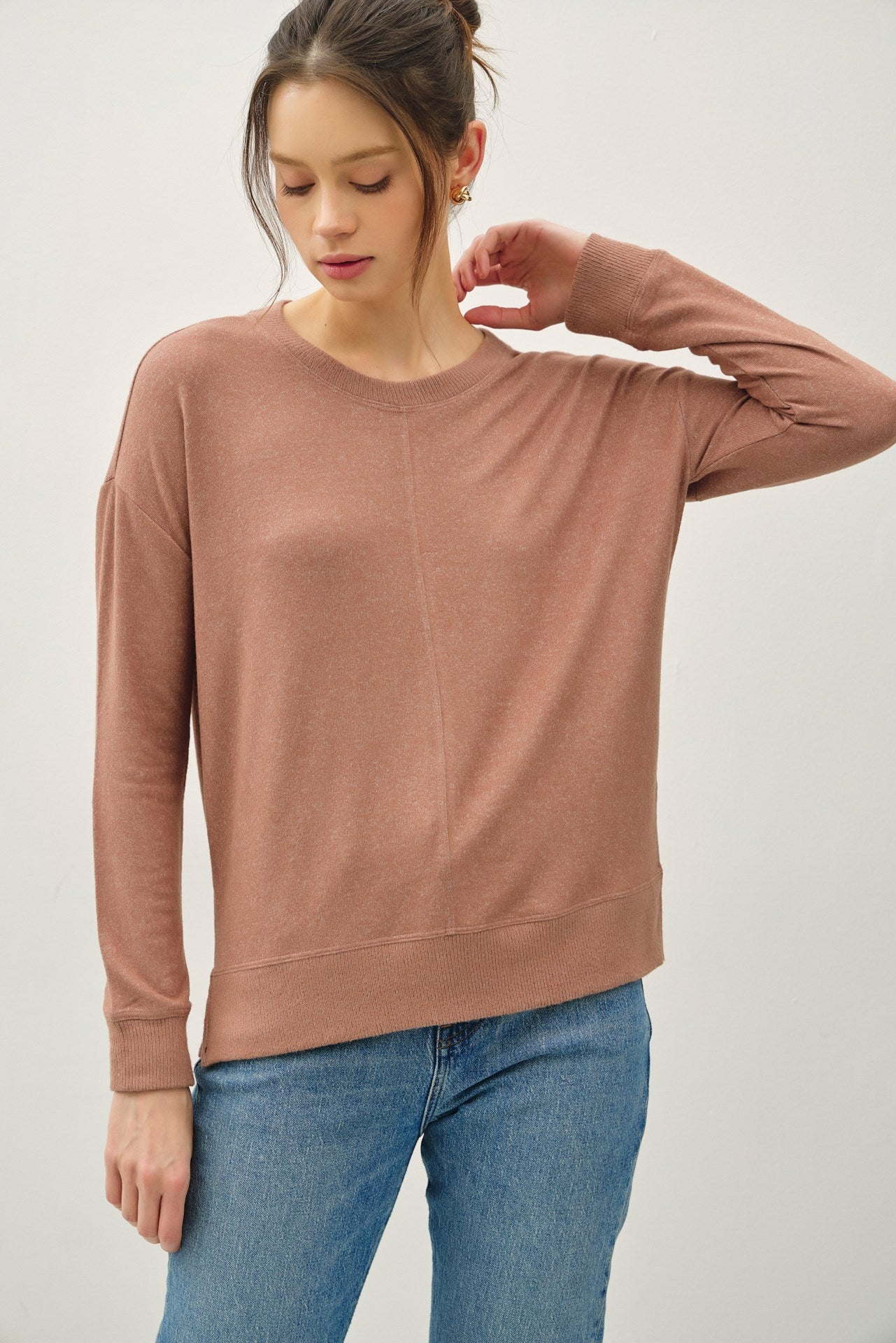 Be Cool Hacci Brused Pullover Knit Top