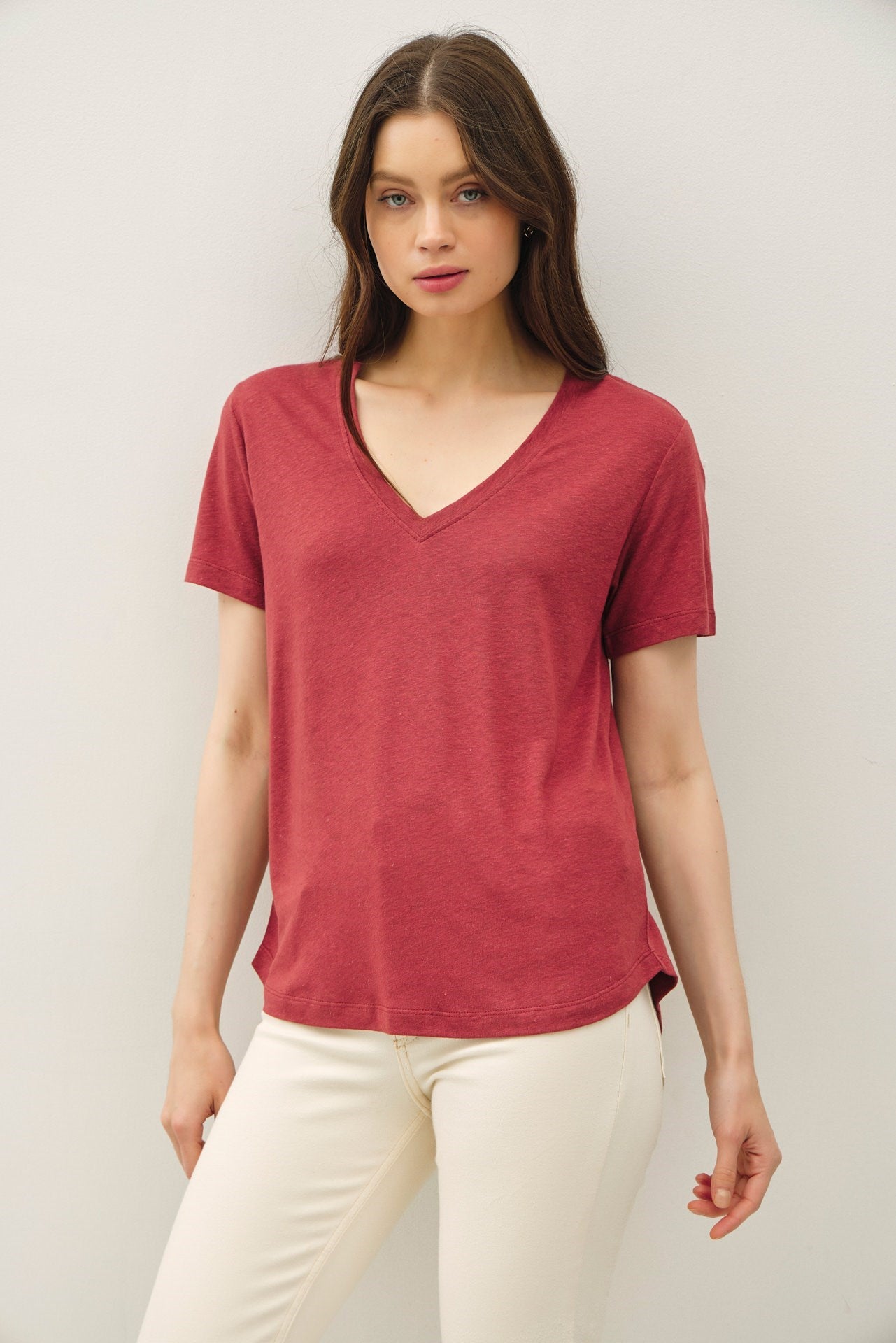 Be Cool Basic V-Neck Short Sleeve T-Shirt