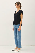 Be Cool Flowy Cap Sleeve V-Neck Top