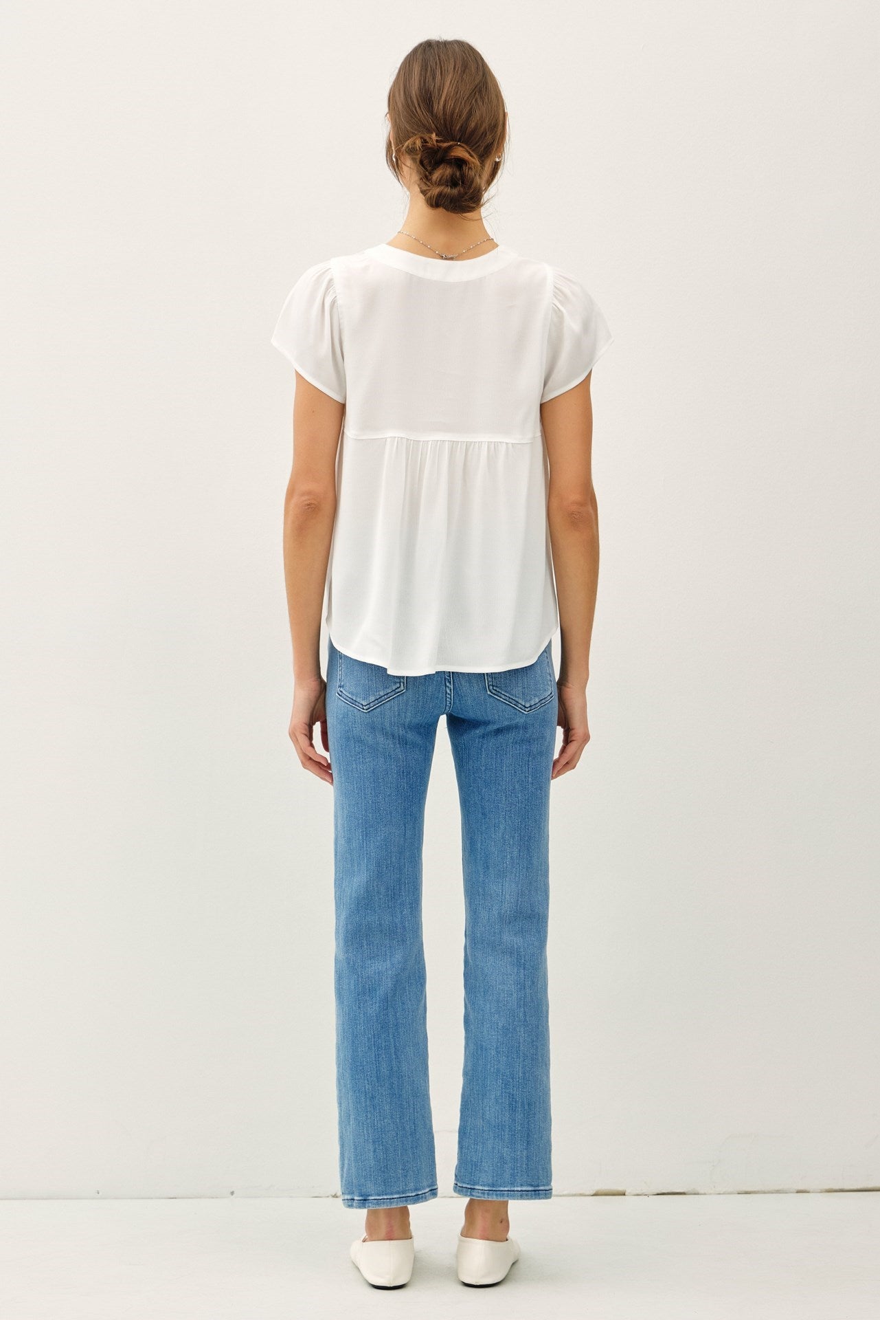 Be Cool Flowy Cap Sleeve V-Neck Top