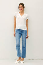 Be Cool Flowy Cap Sleeve V-Neck Top