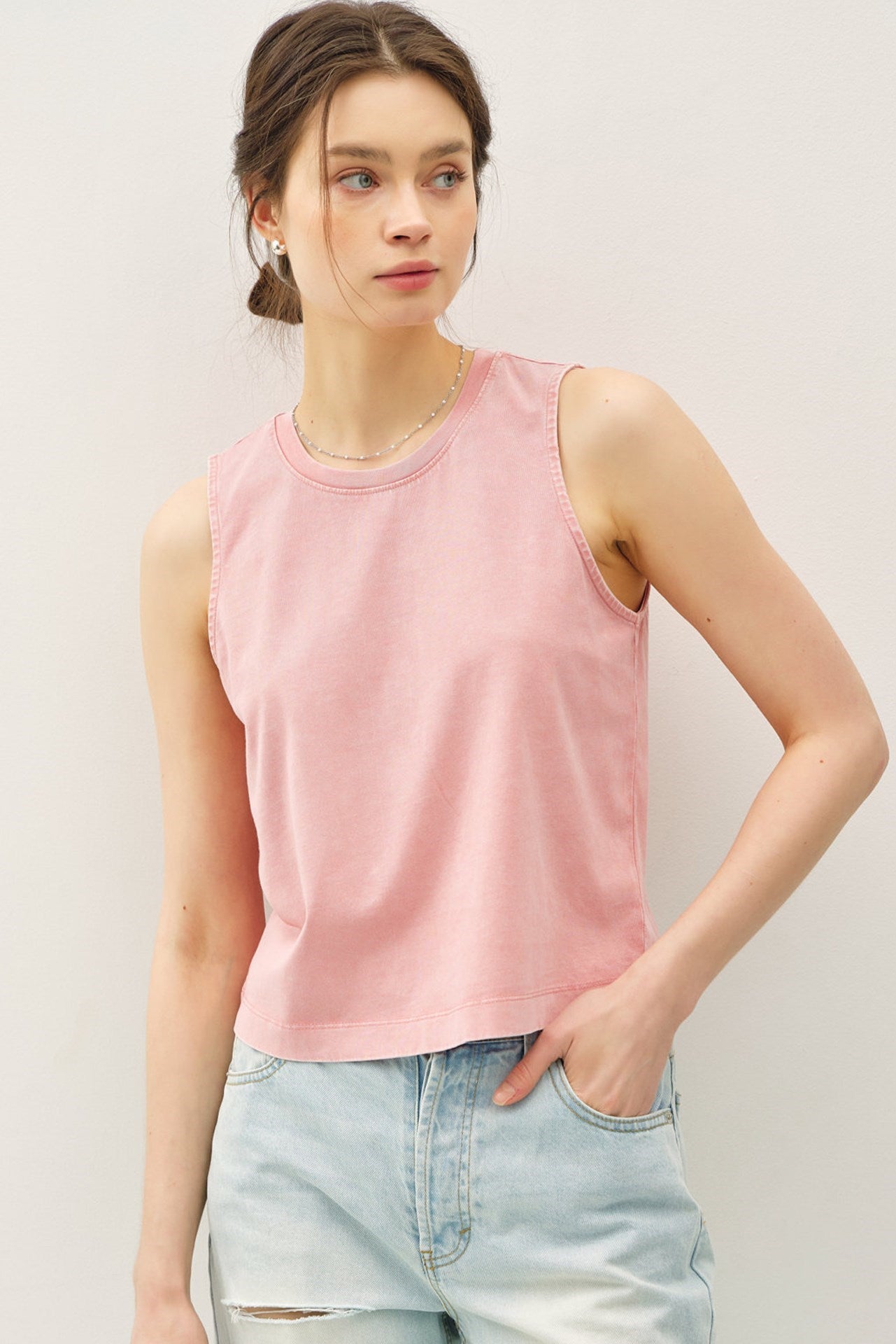 Be Cool Acid Wash Boxy Cut Tank
