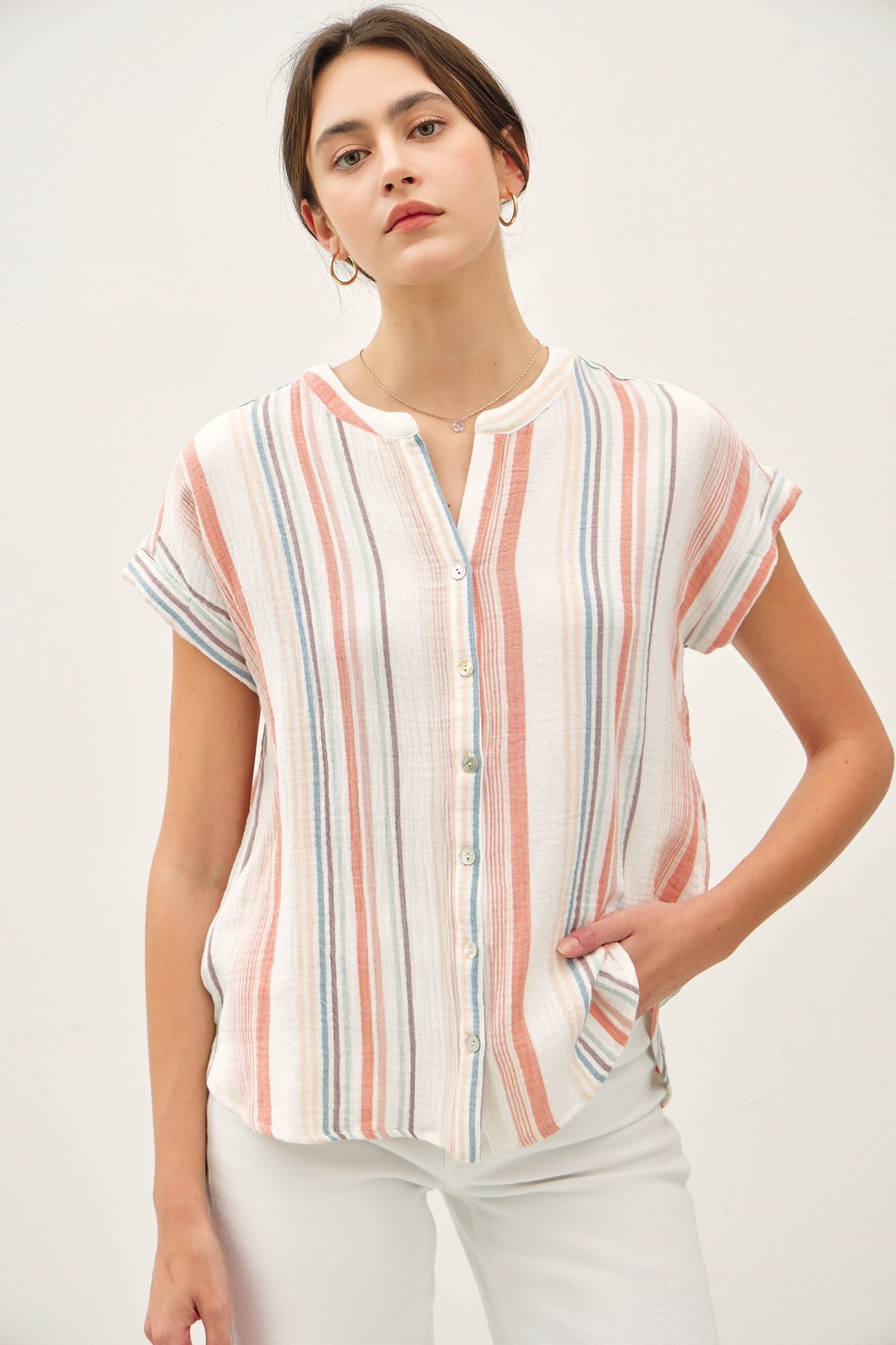 Be Cool Striped Gauzy Top