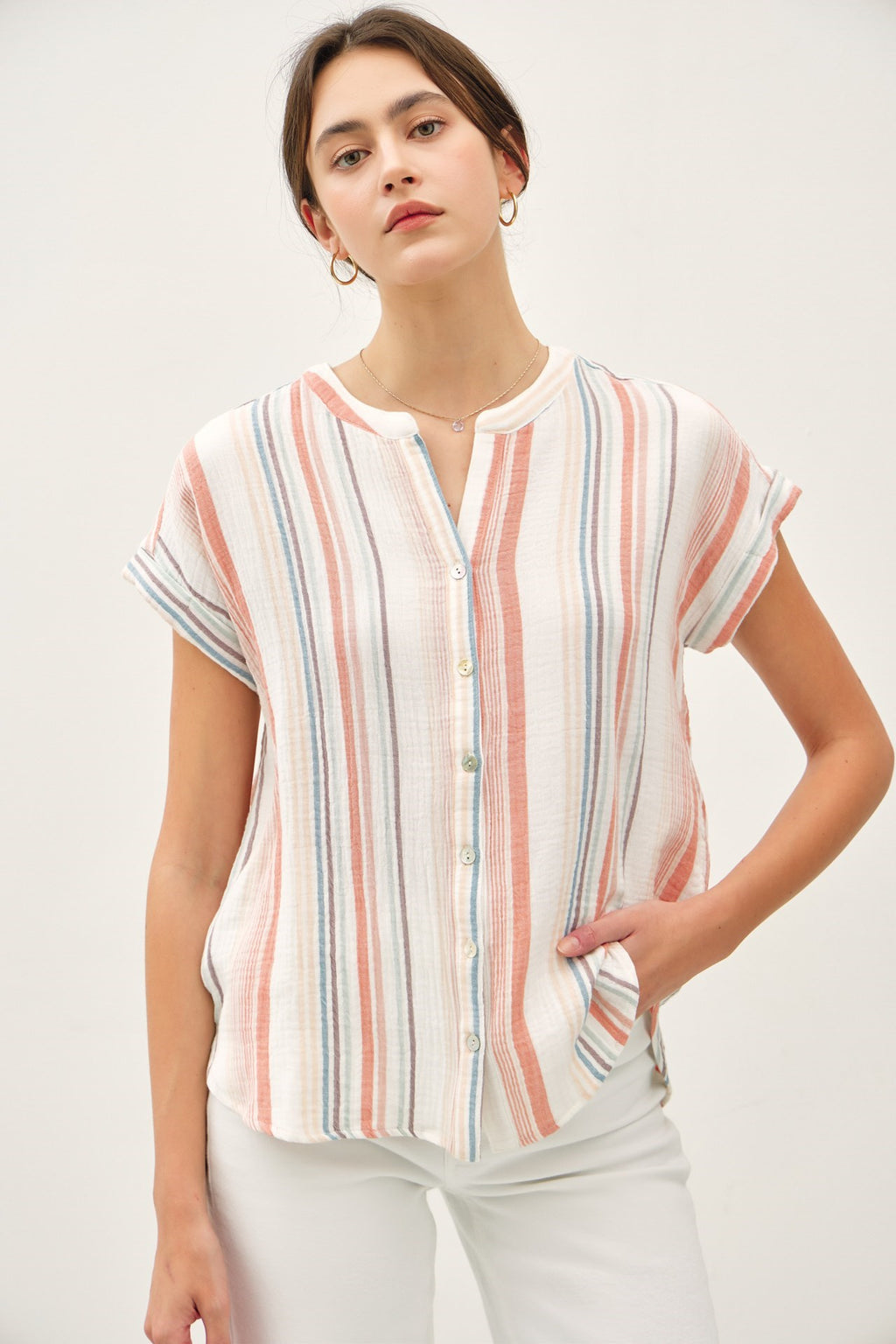 Be Cool Striped Gauzy Top