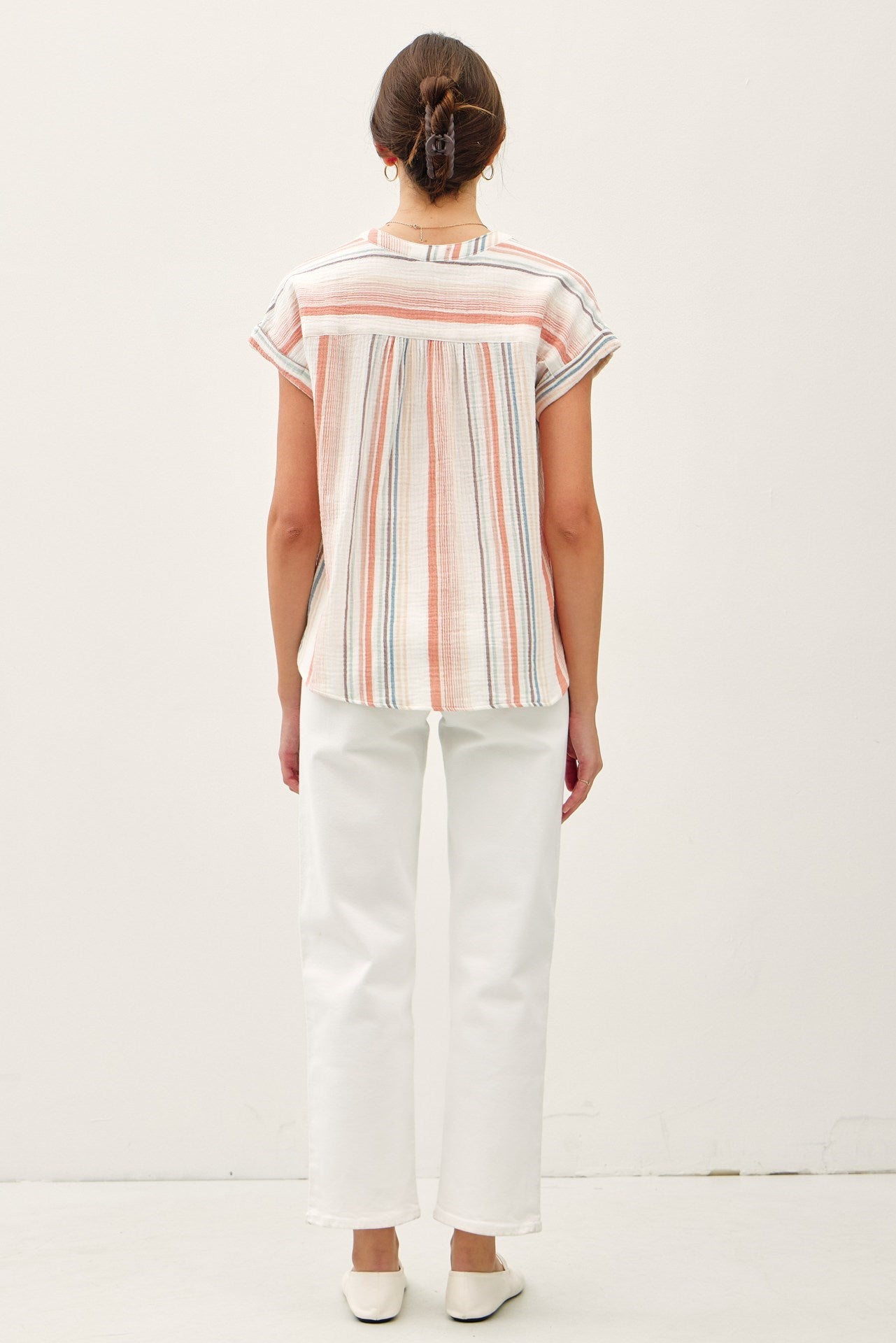 Be Cool Striped Gauzy Top