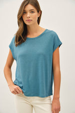 Be Cool Boxy Linen Cap Sleeve Tee