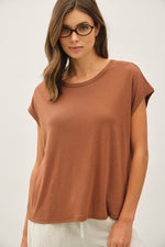 Be Cool Boxy Linen Cap Sleeve Tee