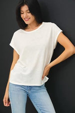 Be Cool Boxy Linen Cap Sleeve Tee