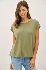 Be Cool Boxy Linen Cap Sleeve Tee