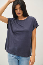 Be Cool Boxy Linen Cap Sleeve Tee