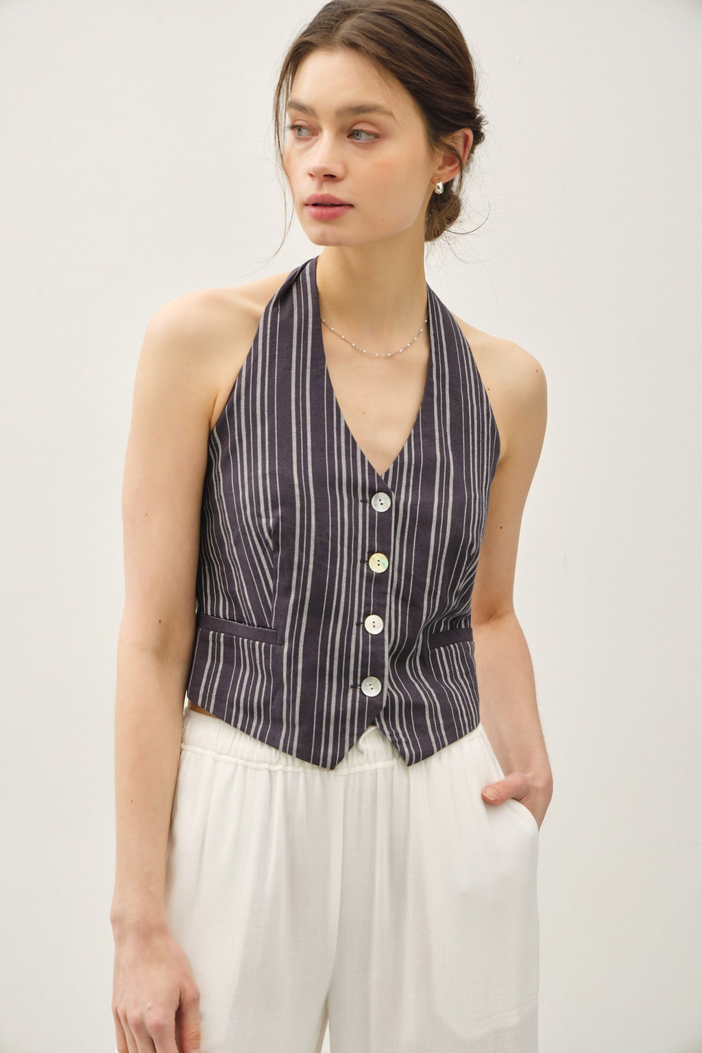 Be Cool Button Up Vest Top