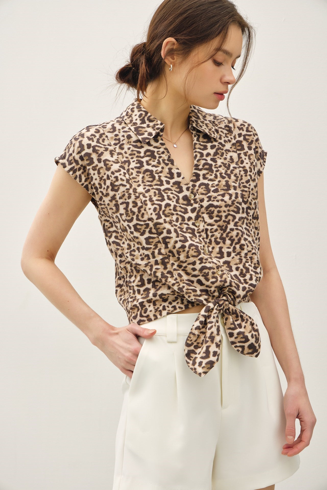 Be Cool Leopard Cap Sleeve Top