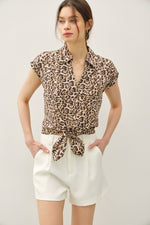 Be Cool Leopard Cap Sleeve Top