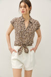 Be Cool Leopard Cap Sleeve Top