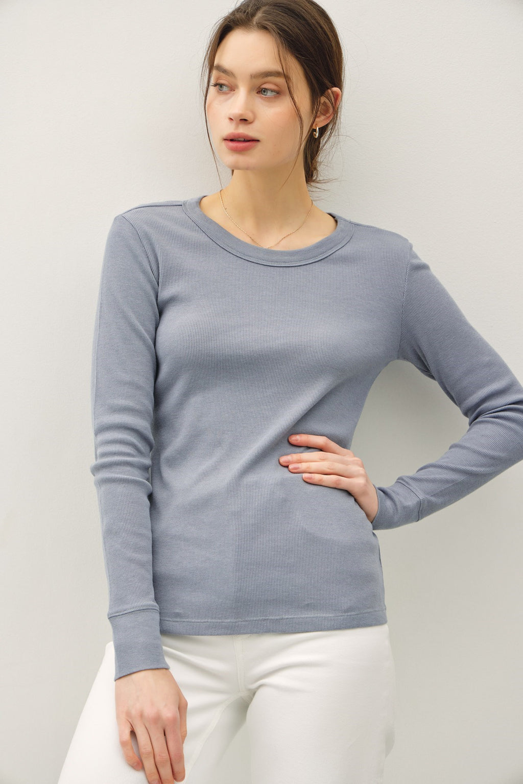 Be Cool Ribbed Cotton Round Neck Basic Top