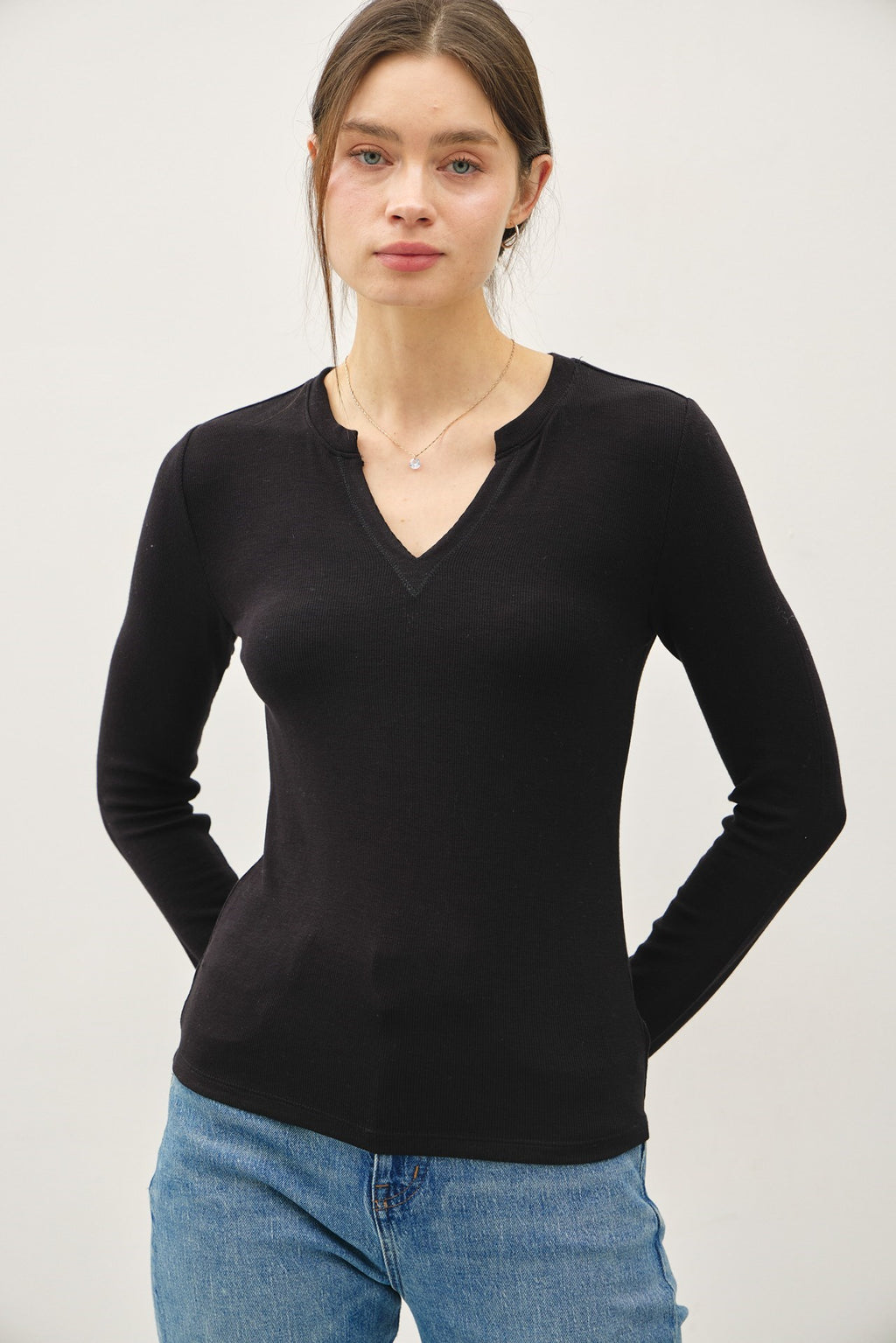 Be Cool V Neck Long Sleeve Top