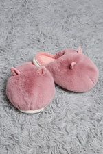 Fuzzy Solid Color with Ears Slippers