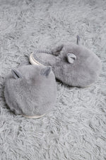 Fuzzy Solid Color with Ears Slippers