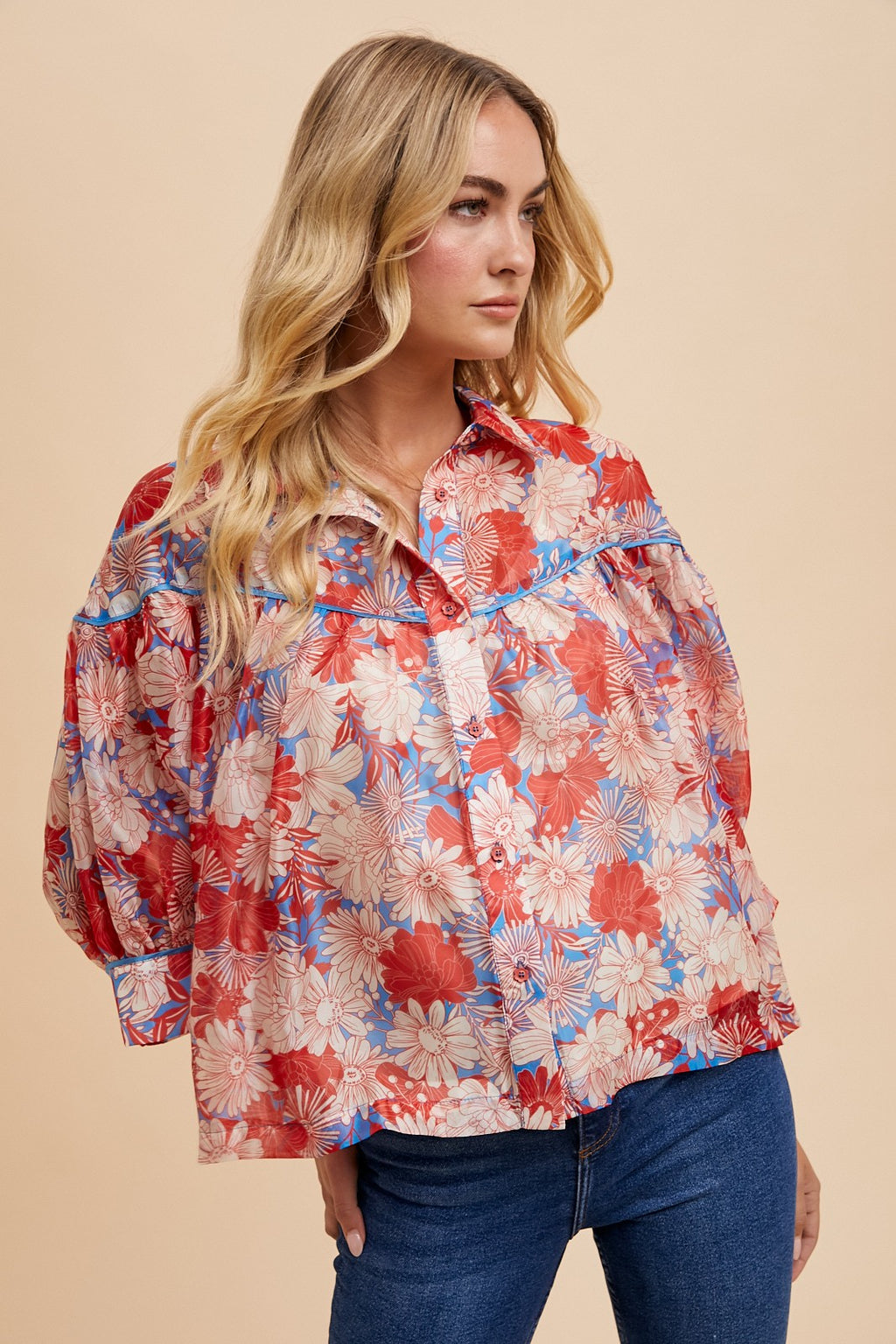 AnnieWear Flower Printed Blouse