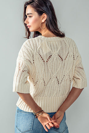 Trend Notes Hailee Crochet Crew Neck Sweater