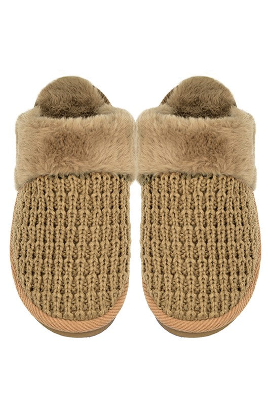 C.C Waffle Knitted Textured Winter Slippers