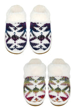 C.C Ombre Aztec Knitted Slippers Faux Fur Cuff
