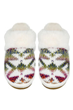 C.C Ombre Aztec Knitted Slippers Faux Fur Cuff